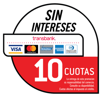 10 cuotas sin intereses con tarjetas de crédito a través de Transbank